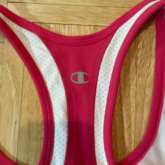 Champion - Pink & White Racerback Workout Tank with Built-in Bra Support - Picture 6 of 7